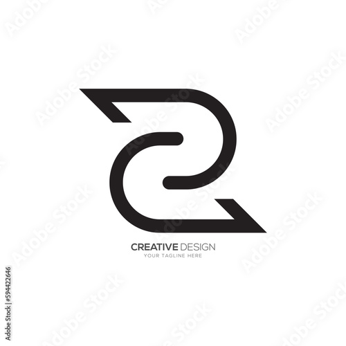 Line art letter d c z unique minimalist creative monogram logo branding