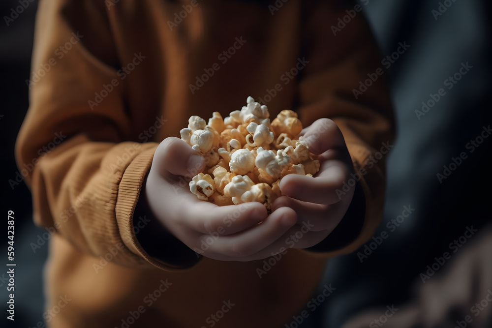 Enfant tenant des pop-corn dans ses mains » IA générative Enfant tenant des pop-corn dans ses mains » IA générative