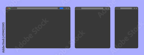 Browser window isolated vector web elements. Design template with browser window for mobile device design. Blank template. Website template design. Mockup for web site design vector.