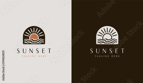 Sunset wave Logo Template. Universal creative premium symbol. Vector illustration