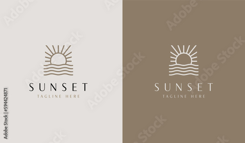 Sunset wave Logo Template. Universal creative premium symbol. Vector illustration