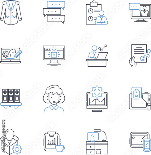 Enterprise house line icons collection. Business, Office, Corporate, Workspace, Headquarters, Facility, Workplace vector and linear illustration. Professional,Modern,Productive outline signs set
