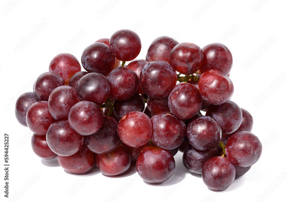 Ripe red grapes on a white isolated background, wine grapes