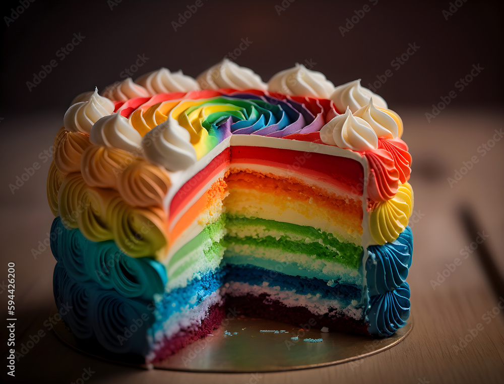 Rainbow cake - generated with ai.