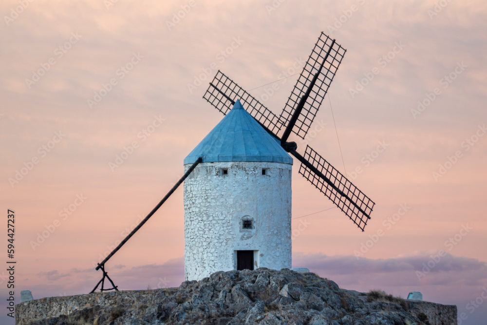 Rural Charm: Capturing the Rustic Beauty of Consuegra's Windmills at Dusk