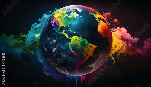 Fototapeta Naklejka Na Ścianę i Meble -  Planet Earth full of colors and pride. Generated with ai.