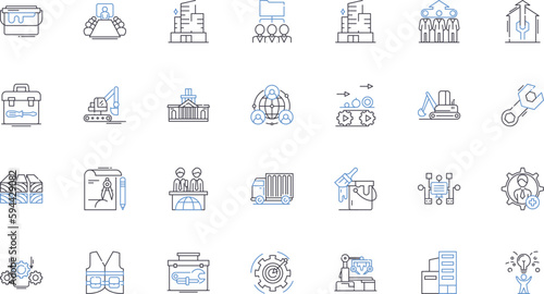 Milling plant line icons collection. Production, Flour, Grain, Equipment, Process, Mill, Capacity vector and linear illustration. Quality,Grind,Efficiency outline signs set