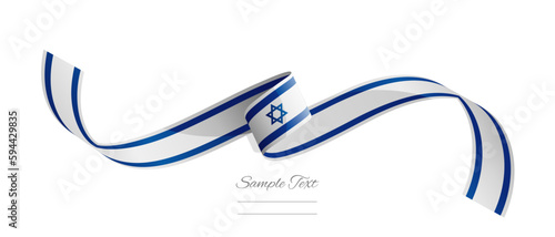Israeli flag ribbon vector illustration. Israel flag ribbon on abstract isolated on white color background