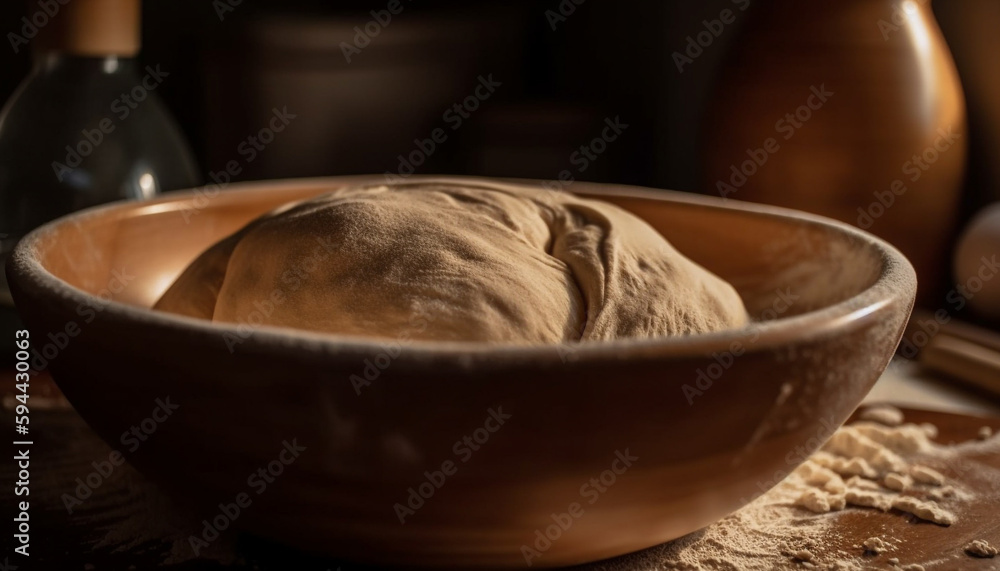 Fototapeta premium Healthy dim sum steamed buns in foreground generated by AI