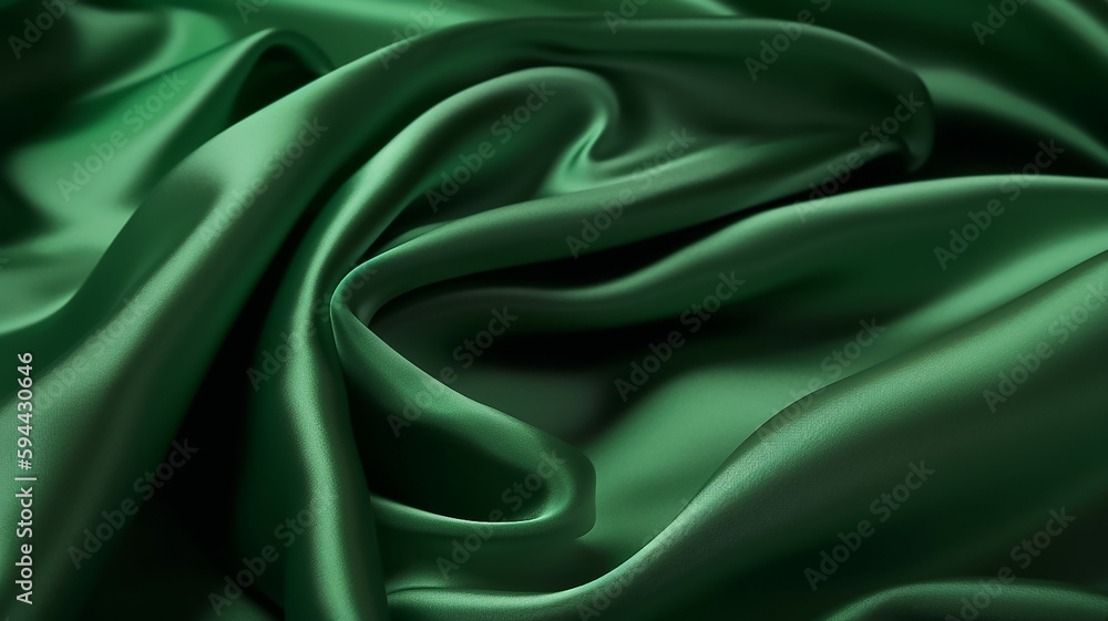 Obraz premium Green fabric with a white light. Generative Ai