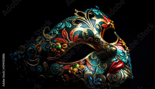 Ornate costume and mask with gold elegance generated by AI © Jeronimo Ramos