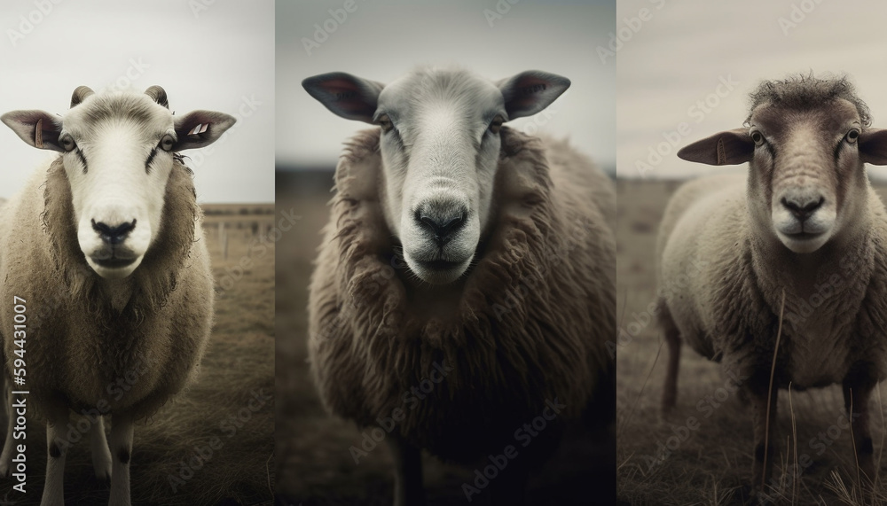 Fototapeta premium Cute livestock grazing outside on the grass generated by AI