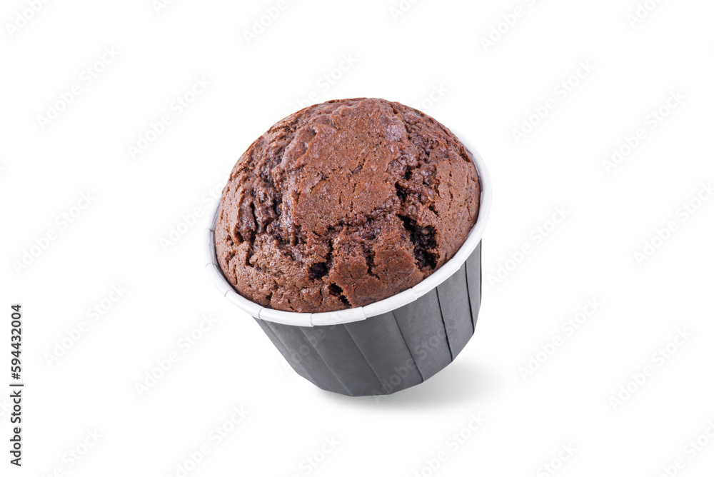 Fresh chocolate muffins on a white isolated background Fresh chocolate muffins on a white isolated background