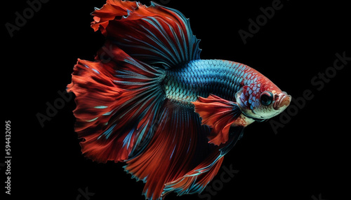 Multi colored Siamese fighting fish swim with elegance generated by AI