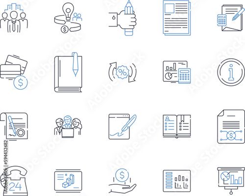 Investment portfolio line icons collection. diversification, allocation, risk, growth, value, income, liquidity vector and linear illustration. performance,rebalancing,opportunity outline signs set