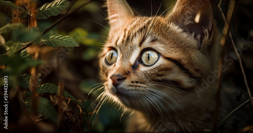 Cute kitten staring in nature beauty generated by AI