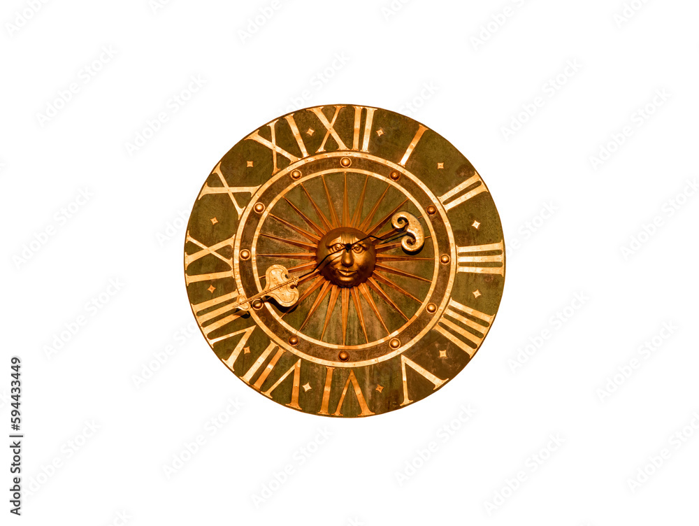 Obraz premium medieval vintage clock isolated on white background