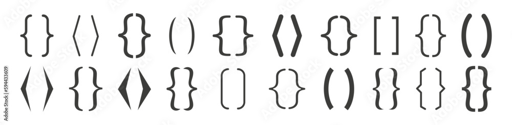 Fototapeta premium Bracket icon set. Text brackets collection. Curly brace set. Vector illustration.