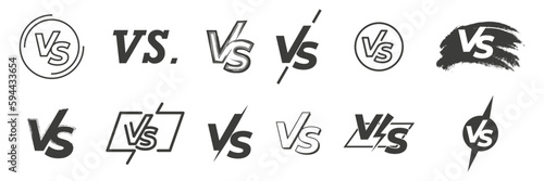 Set of versus logo letters. VS letters. Vector isolated illustration.