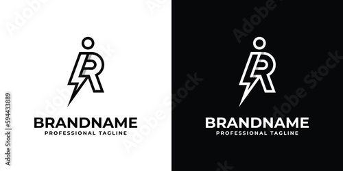 Letter IR Thunderbolt Logo, suitable for any business with IR or RI initials.