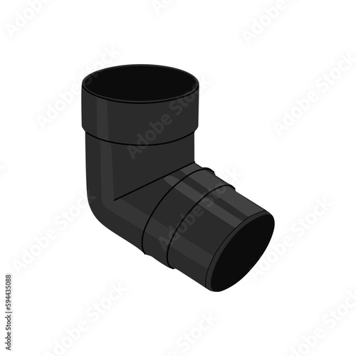 Plastic pipe elbow vector icon, Funnel to pipe transition. Part for pipeline system, plumbing, sewage, drainage, waste, vent and water supply. flat vector illustration isolated on white background