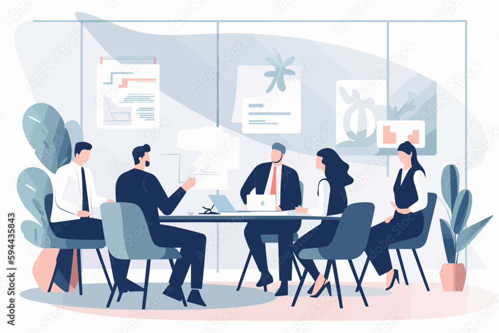 Business meeting in the office. Illustration