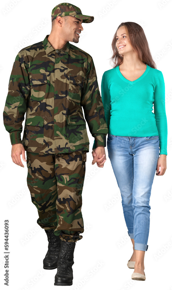 Soldier Walking with Wife