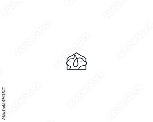 Dog and cat logo design template vector, line of pet logo design suitable for pet shop, store, cafe, business, hotel, veterinary clinic, Domestic animals vector illustration logotype, sign and symbol
