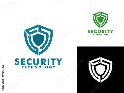 security technology logo vector , shield logo vector template 