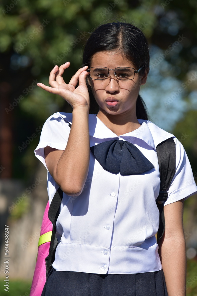 Sad Youthful Diverse Female With Glasses Sad Youthful Diverse Female With Glasses