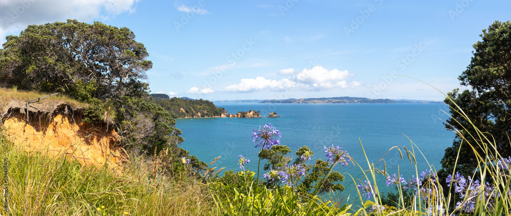 Panoramic view from Orere Point Beach Reserve, Auckland, New Zealand