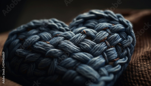 warm blue wool rolled into fluffy heap generated by AI