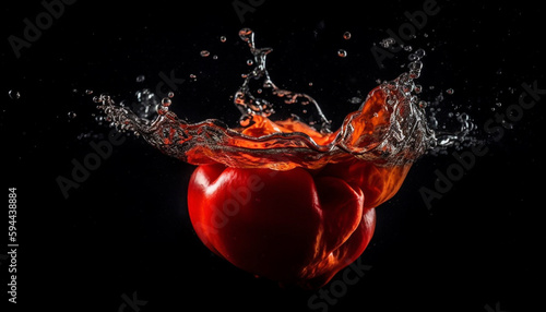 Fresh tomato splashing in water, juicy and ripe generated by AI
