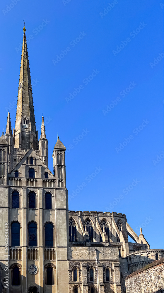 Fototapeta premium view of the Norwich Cathedral. Selective focus