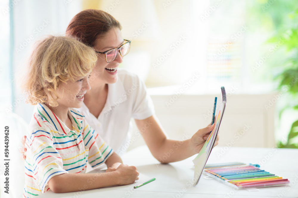 Child drawing. School kid painting a picture. Child drawing. School kid painting a picture.
