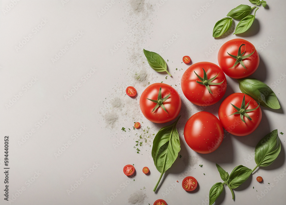 tomatoes and basil on a countertop tomatoes and basil on a countertop