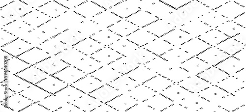 Monochrome texture composed of irregular graphic elements. Distressed uneven grunge background. Abstract vector illustration. Overlay for interesting effect and depth. Isolated on white background.