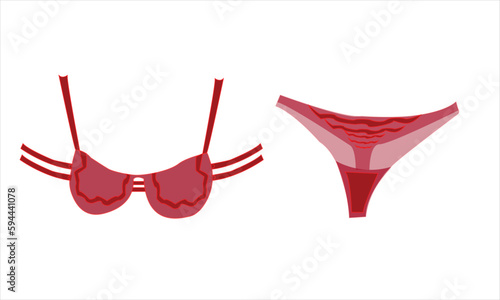 Red Romantic And Fashionable Lingerie Bra panties