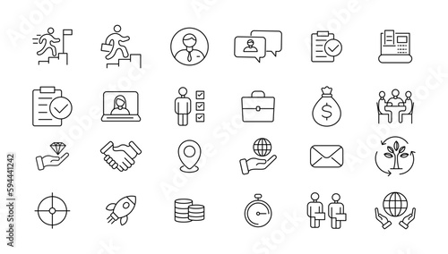  Headhunting icon set. Recruitment icon set Included the icons as Job Interview, Career Path, Resume, Job hiring, Candidate and Human resource icons. Vector illustration.