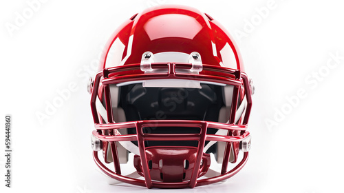 Red American football helmet isolated on a white background. Generative Ai © PRI
