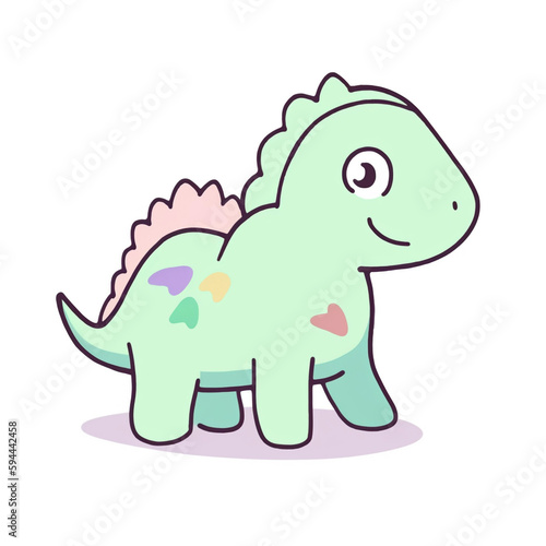 Cute Baby Dinosaur on White Icon Vector Generative AI