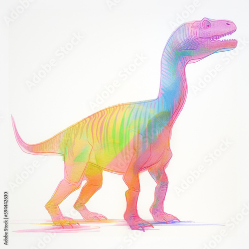 Colorful Neon Dinosaur Drawing Generative AI © Kelly Cree