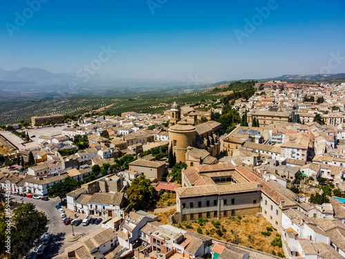 Aerial vIew by drone. Summer. Ubeda, province Jaen in Andalucia Spain