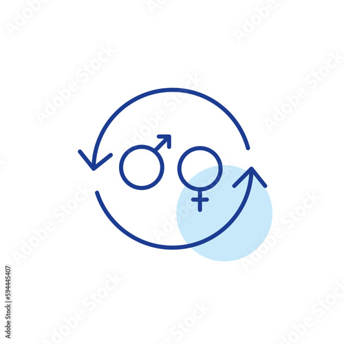 Gender transitioning. Change of gender presentation. Pixel perfect, editable stroke line icon