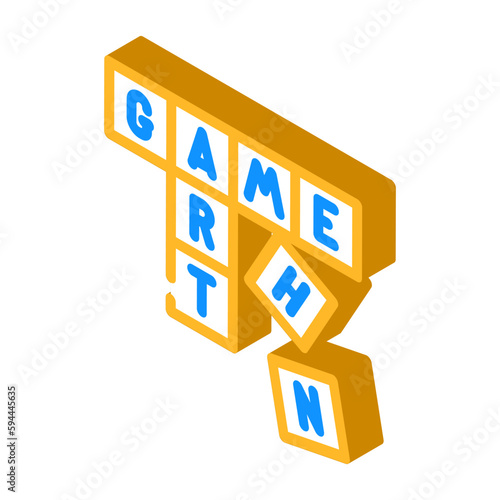 scrabble tiles board table isometric icon vector illustration