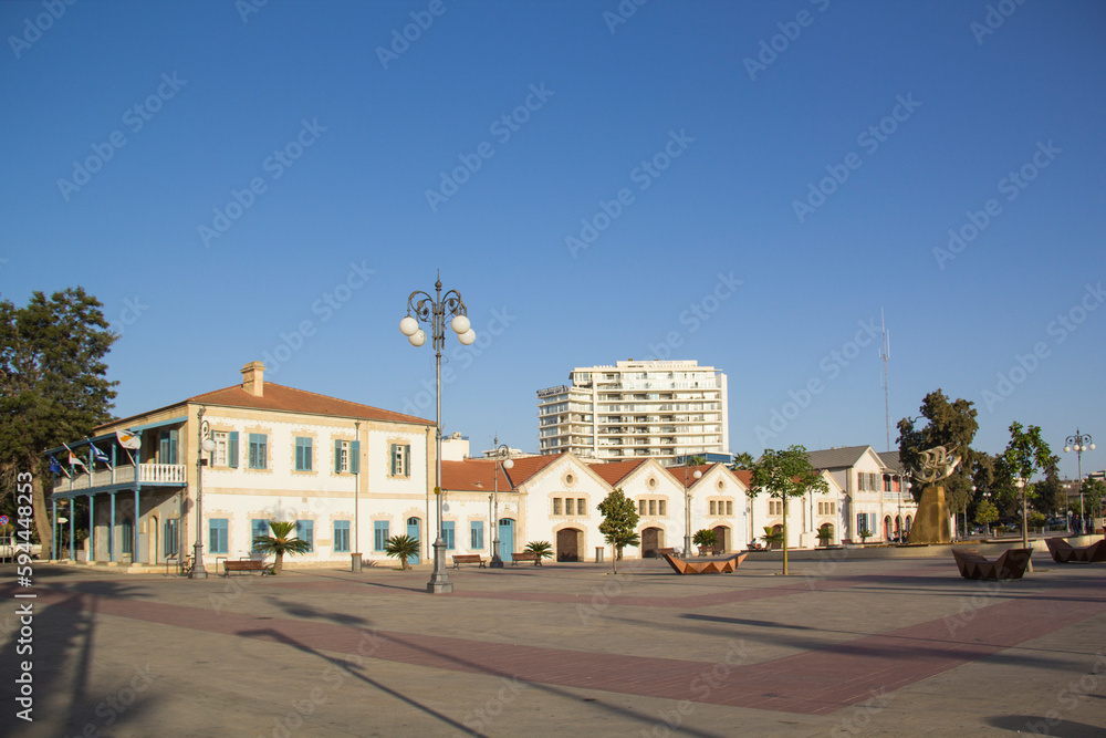 Nice view of Europe Square in the center of Larnaca, Cyprus