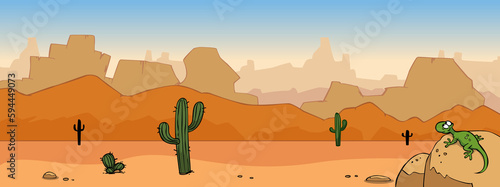 cartoon horizontal panorama desert prairie background