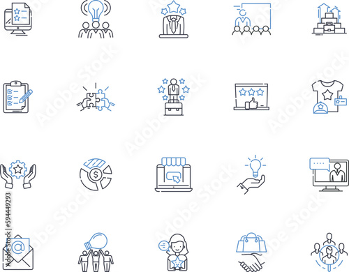 E-commerce concept line icons collection. Online, Products, Sales, Marketing, Customers, Purchases, Transactions vector and linear illustration. Retail,Digital,Shopping outline signs set