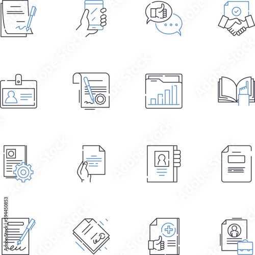 Nomenclature line icons collection. Classification, Naming, Terminology, Taxonomy, Identification, Categorization, Lexicon vector and linear illustration. Definitions,Designation,Language outline