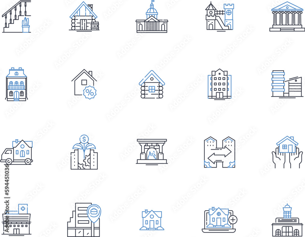 Property development line icons collection. Development , Real estate , Housing , Construction , Renovation , Investment , Subdivision vector and linear illustration. Planning ,Architecture ,Zoning Property development line icons collection. Development , Real estate , Housing , Construction , Renovation , Investment , Subdivision vector and linear illustration. Planning ,Architecture ,Zoning